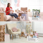 BAMBOOHOMIE Baby Shower Crate Closet, Baby Baskets with Hangers Handle, Baby Crate Box for Baby Shower, Welcome Gift Basket for Newborn Baby, Pregnancy Gift for New Parents (White, Large Size) - Image 7