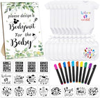 Chuarry 43 Pcs DIY Baby Bibs Decorating Kit 8 Bodysuits 8 Pcs 2 Ply White Bibs 10 Fabric Markers 16 Stencils Baby Shower Sign (Greenery) by Chuarry