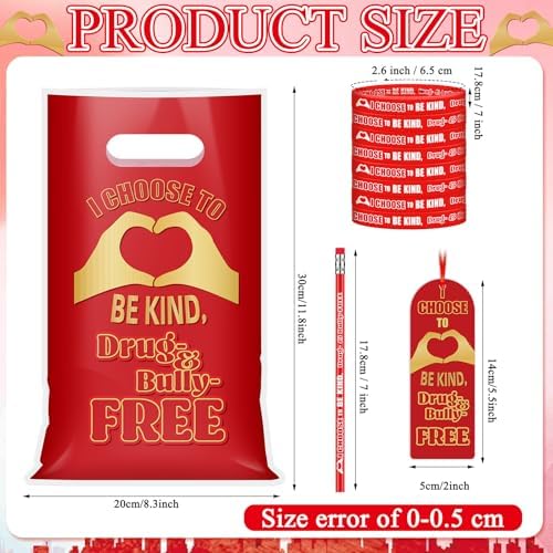 200 Pcs Red Ribbon Week Items Bulk, I Choose Be Kind Drug Free Supplies - Image 2