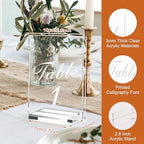 20PCS Acrylic Wedding Table Numbers 1-20 with Stands, 4x6 inches Clear Table Numbers for Wedding Party Reception Sign Place Number Cards Printed Calligraphy Font for Event Banquet Anniversary - Image 2