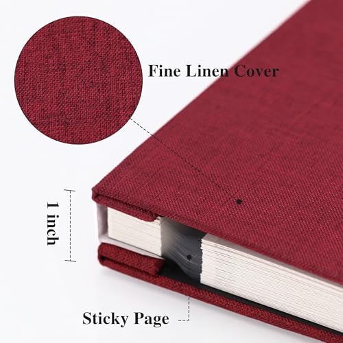 Vienrose Large Photo Album Self Adhesive for 4x6 8x10 10x12 Pictures Linen Scrapbook Album DIY 40 Blank Pages with A Metallic Pen - Image 3