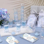 60 Sets Bear Baby Shower Shot Glasses We Can Bearly Wait Clear Acrylic Shot Glasses Boy Girl Theme Baby Shower Favors for Guests with Thank You Card Bag for Gender Reveal Souvenir (Blue) - Image 5