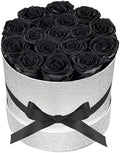 Prifroti 17 Black Flowers in Glitter Box, Birthday Gifts for Women, Preserved Flowers, Mothers Day Roses Gift for Mom by Prifroti