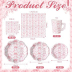 Pickmesh 252 Pcs Pink Bow Floral Tea Party Supplies for 36 Guests Flower Paper Disposable Dinnerware Flower Teacup with Handle and Saucers Set for Tea Party Decorations Birthday Baby Shower Wedding - Image 5