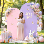 Pink and Lavender Arch Backdrop Cover 7.2FT 6FT Wedding Arch Covers Set of 2 Double-Color Arch Covers Stretchy Backdrop Spandex Fitted Fabric Backdrops for Party Baby Shower Birthday Decoration by Tao-GePartyDecorations