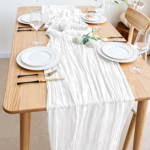 Wokceer Cheesecloth Table Runner Ivory 10FT Boho Gauze Runner, 12 Pack - Image 6
