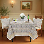 Ridhi Goldenrod Yellow Hand Block Print Cotton Tablecloth 108 x 70 Inch - Image 2