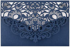 FOMTOR Laser Cut Wedding Invitation Cards Set w/Envelopes & Inserts & Seals – for Wedding, Bridal Shower, Graduation, Birthday Party, Engagement, Anniversary Blue 50Pcs by FOMTOR