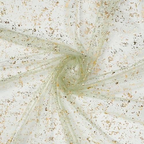 Artoid Mode 10PCS Sage Green Gold Gauze Table Runner 120 Inch 10FT, Glitter Metallic Foil Sheer Dining Wedding Anniversary Holiday Birthday Table Decor for Home Party - Image 5