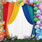 15×10 FT Rainbow Backdrop Curtains for Themed Parties, 6 Panels 2.5×10ft Wrinkle Free Soft Polyester Pastel Color Photo Backdrop Drapes for Birthday Party Wedding Baby Shower Photo Background - Image 5
