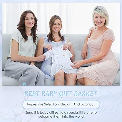 iAOVUEBY Baby Boy Gifts, Baby Shower Gifts - Newborn Bear Toys Rattle Blanket Infant Shoes Onesie Wooden Keepsake Babies Registry Gift Essentials Basket, Unique New Baby Gift Set for Boys 0+ Months - Image 7
