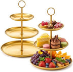 2 Pack Gold Cupcake Stand 3 Tier Stainless Steel Tiered Dessert Stand Display Tower for Wedding Birthday Party Baby Shower Festive Decor by Unknown