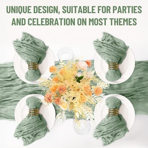 Cupuamon 50 Pack Cheesecloth Napkins 20x20 Inch Dinner Table Napkins Boho Washable Rustic Gauze Napkins Bulk for Wedding Bridal Baby Shower Party Decor (Sage Green) - Image 7