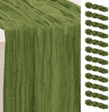 12 Pack Olive Green Cheesecloth Table Runner 35x120 Inch 10Ft Rustic Gauze Cheese Cloth Table Runner Sheer Cheesecloth Table Runners for Wedding Party Bridal Shower Decoration by SuBleer