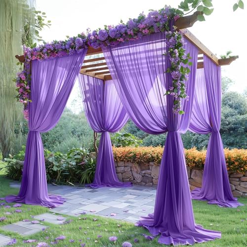 20ft x 10ft Purple Backdrop Curtains, Wrinkle-Free Sheer Chiffon Fabric Photo Backdrop Drapes for Wedding Arch Party Ceremony Stage Photography Decorations - Image 2