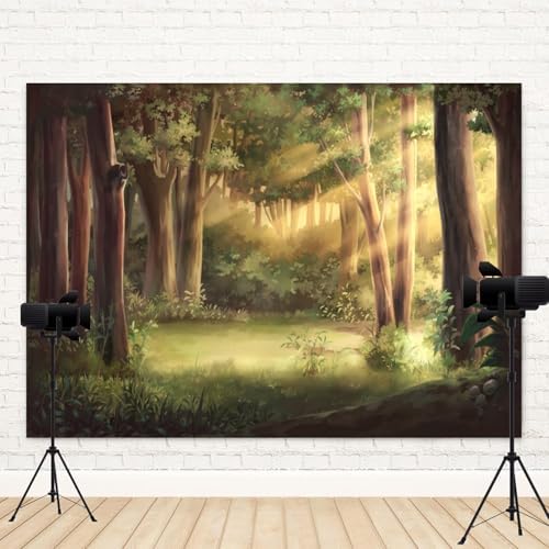 9x6ft Fairytale Rainforest Backdrop Spring Enchanted Forest Photography Background Wonderland Woodland Sunlight Jungle Natural Scenery Kids Birthday Decorations Baby Shower Photo Booth Prop - Image 4