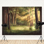 15x10ft Fairytale Rainforest Backdrop Spring Enchanted Forest Photography Background Wonderland Woodland Sunlight Jungle Natural Scenery Kids Birthday Decorations Baby Shower Photo Booth Prop - Image 4