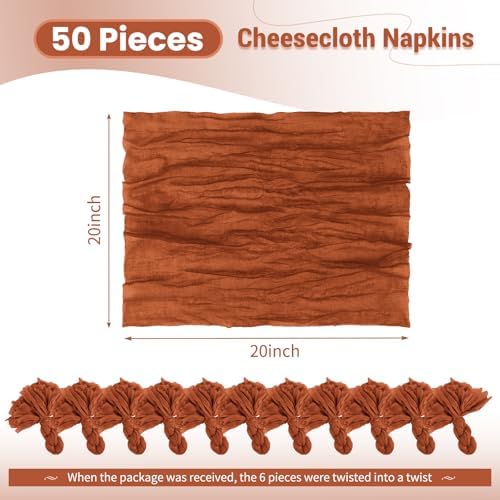 50 Pack Terracotta Fall Napkins 20x20Inch Cheesecloth Napkins - Image 2