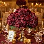 Auihiay 204Pcs Burgundy Hydrangea Artificial Flowers Bulk, Silk Hydrangeas - Image 2