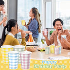Funnymoom 120 Pcs 12 oz Gingham Paper Cups Gingham Disposable Cups 4 Colors - Image 5