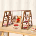 3 Tier Serving Ladder Stand with Swing, Wooden Cupcake Stand - Image 6