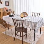 vctops Farmhouse Navy Stripe Ruffle Table Cloth, Boho Cotton Linen Tablecloth, Washable Table Cover for Rectangle Table Baby Shower Kitchen Party Wedding Decor (Navy A,70"x134") - Image 3