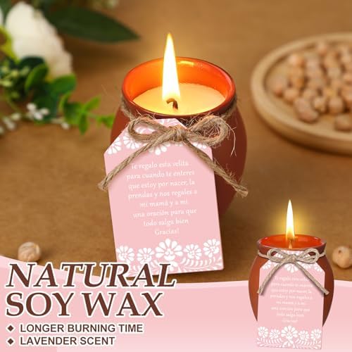 Conelist 12 Set Cielito Lindo Party Decorations Baby Shower Candles Terracotta Mexican Recuerdos DIY Jar Candles with Gift Tags and Rope for Baby Shower Birthday Cinco De Mayo Fiesta (Pink) - Image 3