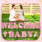 Chumia 13 Pcs Welcome Baby Yard Signs Baby Shower Yard Sign with Stakes, 15 Inch Tall Girl Boy Lawn Sign Gender Reveal Outdoor Decoration Welcome Newborn Announcement for Party Decorations(Pink) - Image 6