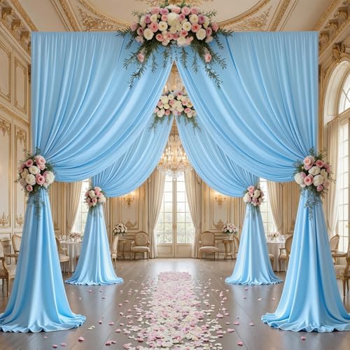 50x10ft Blue Backdrop Curtain Panels for Parties - Wrinkle Free Polyester Photo Curtain Backdrop Wedding Back Drop Fabric Drapes for Party Decorations Background for Photography - Image 3