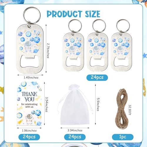 24 Sets Space Theme Baby Shower Bottle Openers Party Favors, Outer Space Bottle Openers Keychains Thank You Tags Organza Bags for Solar System Planet Astronaut Party Guest Gifts - Image 6