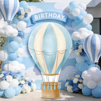 2.9 ft x 4.9 ft Hot Air Balloon Baby Shower Decorations, Large Blue Hot Air Shaped Cardboard Cutout, Life-Size Standup Photo Booth Props for Birthday Party Celebration Backdrops Decor by WelcometoLawnIdyll