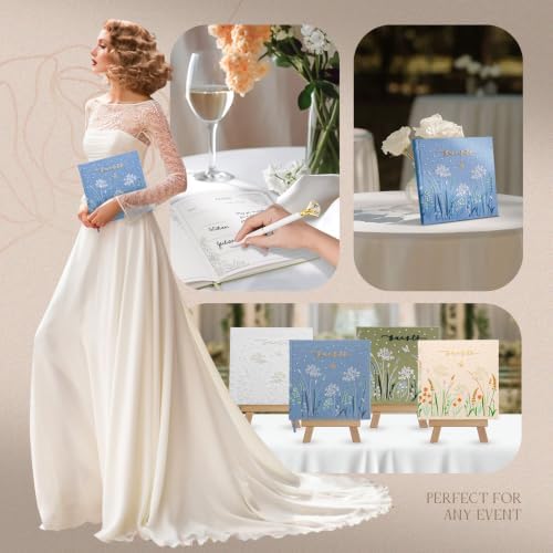 Embroidered Wedding Guest Book—The Perfect Polaroid Guest Book for Wedding Receptions, Birthdays, Baby Showers, and Special Events with 3 Photo corner stickers+ 3 DIY pens+1 Diamond Pen (Yellow) - Image 6