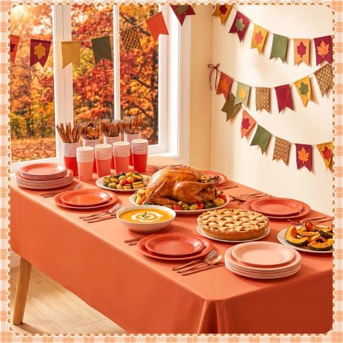 Mimorou 177 Pcs Fall Orange Paper Plate Napkin Party Supplies for 25 Guest - Image 5
