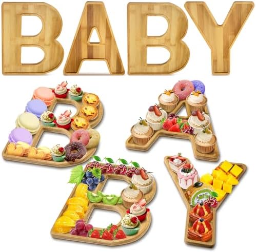 Larger Charcuterie Board Letters for Baby Shower Gender Reveal Party, 12" Wooden Charcuterie Party Decorative Box, Candy Cupcake Serving Tray Food Dish Plates (Baby - 12 INCHES) by Alimtee