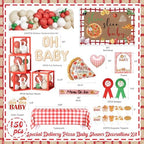 Special Delivery Pizza Baby Shower Decorations, Slice Slice Baby Party Decoration with Balloon Arch Boxes Italian Pizzeria Theme Backdrop Tablecloth Cake Cupcake Toppers Poster Sash Badge - Image 2