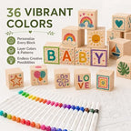 103 Pcs Baby Shower Games Sign Kit, Wooden Blocks to Decorate - Image 6