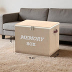 Memory Box for Keepsakes, Large Baby Keepsake Box Decorative Baby Memory Box for Baby Shower Anniversary, Wedding, Valentines Day, Birthday Gift (1, Beige) - Image 3