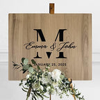 Andaz Press Large Wooden Welcome Sign for Wedding, Rustic Welcome Sign 16" x 20" Custom Monogram, Names & Date Fall Woodland Wedding Signage English Oak MDF Wood Finish Reception Indoor Outdoor Signs - Image 3