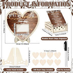 Chunful Hearts Guest Book Alternative with 100 Wooden Hearts Chips Box and Pen Brown Wooden Heart Picture Frame Rustic Guest Book Reception for Wedding Baby Shower Birthday Ceremony(Classic) - Image 2