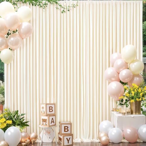 Champagne Backdrop Curtain for Parties Wedding Baby Shower Wrinkle Free Photo Curtains Backdrop Drapes Fabric Decoration for Bridal Shower 5ft x 8ft,2 Panels by Tao-GePartyDecorations