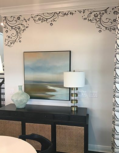Silver Swirl Flower Floral Decal Design. Edge Wall Decal. #262A (100" X 29") #262A - Image 5
