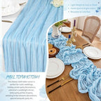Showgeous 20 Pack Baby Blue Cheesecloth Table Runner, 17 x 108 Inches - Image 5