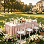 Pale Pink Tablecloth Rectangle Tables 6FT, Polyester Wrinkle Free Stretch Table Cloth 6ft Fitted Table Cover with Pleated Ruffle Skirt for Weddings Birthday Banquet Baby Shower - Image 5