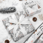 WRAPAHOLIC Christmas Wrapping Paper Set - Rose Gold and Pink Holiday Design with Metallic Foil Shine Wrapping Paper Bundle with Gift Bow & Ribbon & Tag & Sticker - Image 3