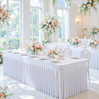 gogoparti 2 Pack Spandex White Fitted Table Cloth for 6ft Rectangle Tables White Stretch Tablecloth Table Covers Skirt Banquet Wrinkle Free Tablecloths for Parties Wedding - Image 2