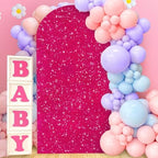 MODFUNS Sequins Arch Cover Hot Pink Spandex Arch Cover 6.6ft Shimmer Arch Cover Spandex Arch Stand Cover 2-Sided Use Stretchy Cover Elegant Wedding Arch Backdrop Cover for Party Banquet Decoration - Image 2