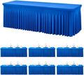 6 Pack Royal Blue Spandex Tablecloths for 8 Foot Rectangle Tables, Wrinkle Free Fitted Tablecover 8ft Stretchy Table Cloth with Skirt for Weddings Birthday Party Banquet Baby Shower by Htper