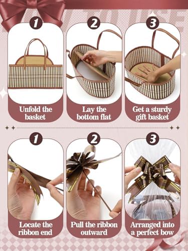 MADHOLLY 6Set Large Sturdy Bamboo Baskets for Gifts Empty, Easy to Assemble - Image 7