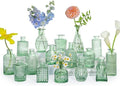 SUPMIND Glass Bud Vase Set, 16pcs Green Small Flower Vases for Centerpieces by SUPMIND