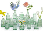 SUPMIND Glass Bud Vase Set, 16pcs Green Small Flower Vases for Centerpieces by SUPMIND
